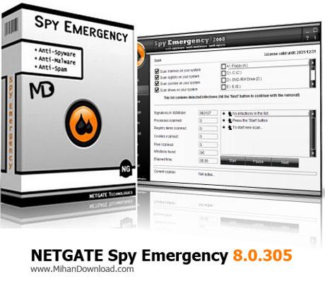 دانلود نرم افزار محافظت از رایانه در برابر برنامه های جاسوسی NETGATE Spy Emergency 8.0.305