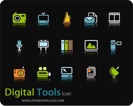وکتور زیبا و گرافیکی ابزار و رسانه های دیجیتال