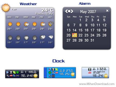 ساعت و تقویم بسیار زیبا به همراه نمایشگر آب و هوا برای ویندوز با نرم افزار Weather Clock 4.3