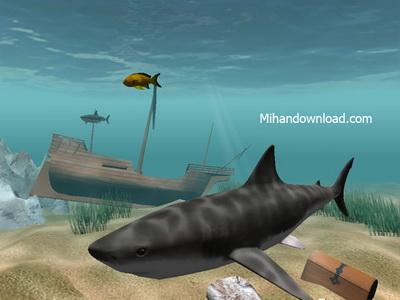 کوسه های وحشی در محیط نمایشگر با Shark Water World 3D Screensaver v1.5.3.3