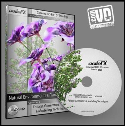 دانلود مجموعه آموزشی طراحی گل و گیاه در نرم افزار Cinema4D با Asilefx C4D Mograph 2 Natural Environments Plant Creation Bundle