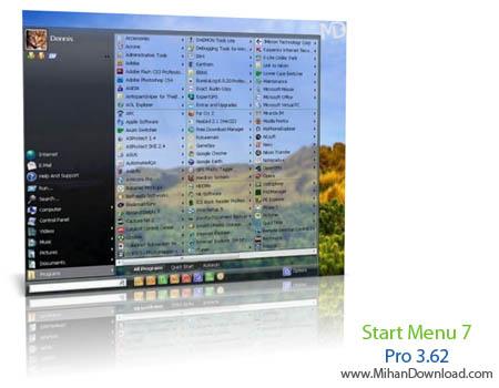 نرم افزار تبدیل استارت ویندوز ایکس پی به ویندوز سون Start Menu 7 Pro 3.62