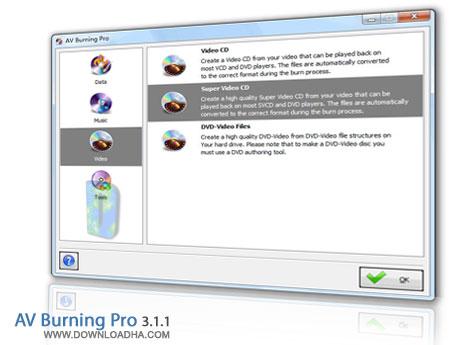 رایت انواع مالتی مدیا با AV Burning Pro 3.1.1