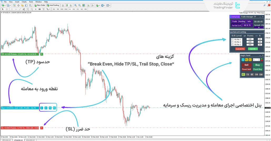 اکسپرت مدیریت معاملات TF در روند صعودی