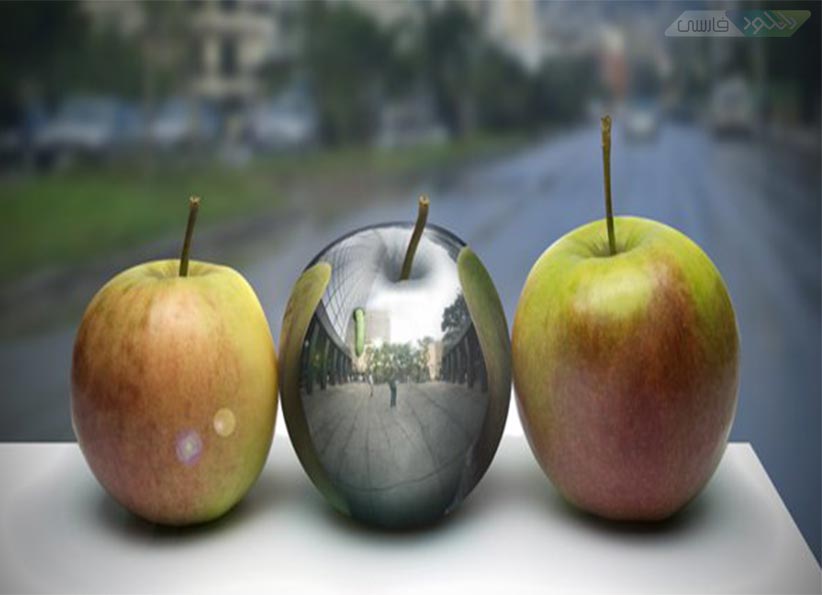 Две трети яблока. Отражение предметов. Отражение предмета в фотошопе. Отражение предмета на поверхности. Зеркальное яблоко.
