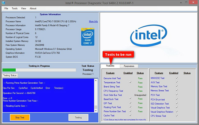 download intel processor diagnostic tool