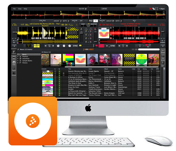 دانلود نرم افزار DJ حرفه ای ترکیب و میکس موزیک در مک MixVibes Cross DJ
