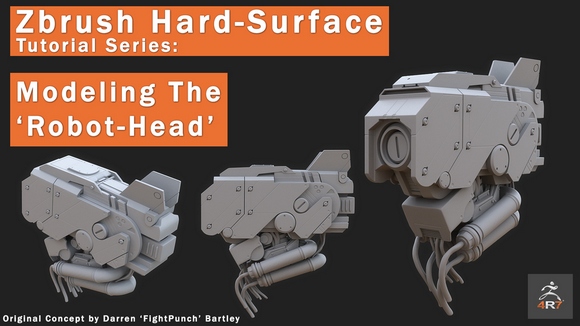 دانلود فیلم آموزشی Gumroad – Zbrush 4R7 Robot Head modeling tutorial series