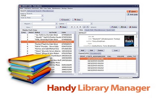 Handy Library Manager center 