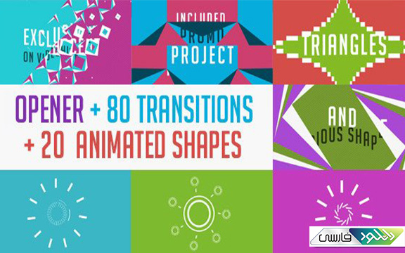 دانلود پروژه افتر افکت Videohive 80 Transitions with Opener + 20 shapes