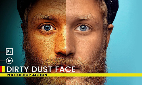 Dirty Dust Face Photoshop Action center