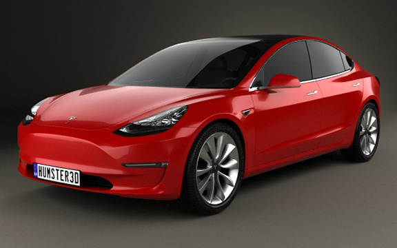 دانلود مدل سه بعدی اتومبیل Tesla Model 3 2018