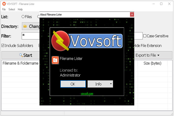 دانلود نرم افزار VovSoft Filename Lister v5.0.0 مدیریت فایل