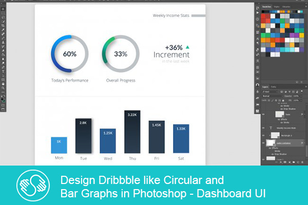 دانلود Design Dribbble like Circular and Bar Graphs in Photoshop