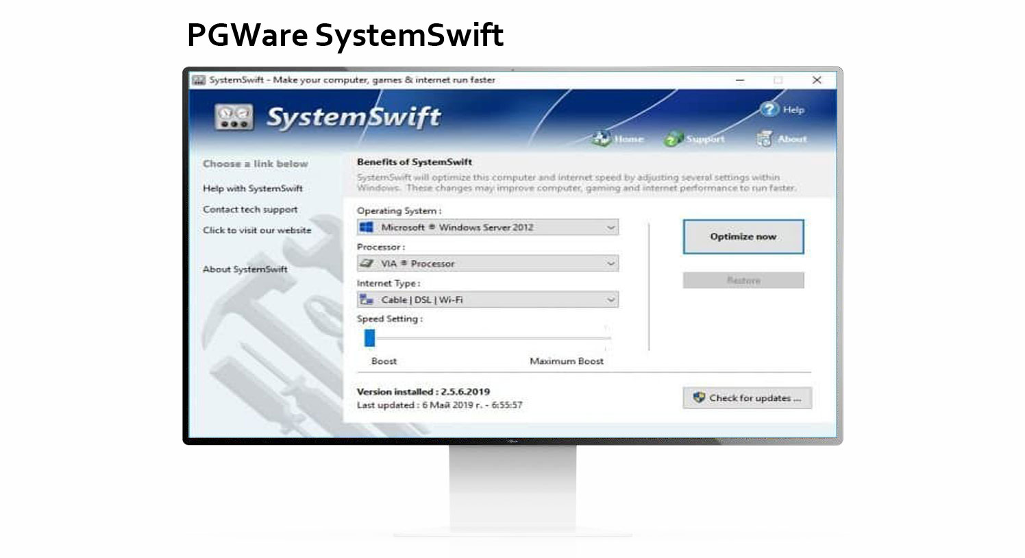 دانلود نرم افزار بهینه‌ساز سیستم برای اجرای بازی‌ PGWare SystemSwift v2.6.28.2021