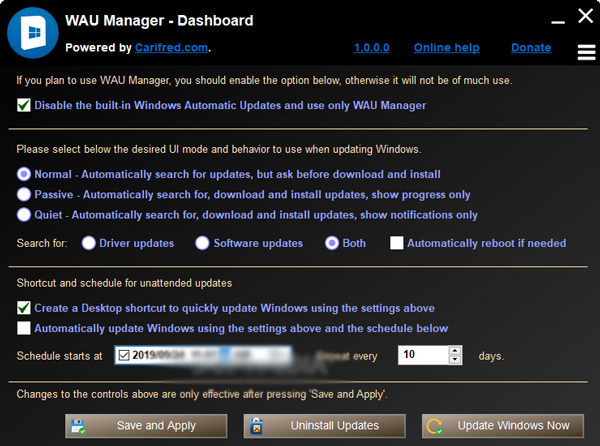 WAU Manager (Windows Automatic Updates) 3.5.1.0 download the last version for apple