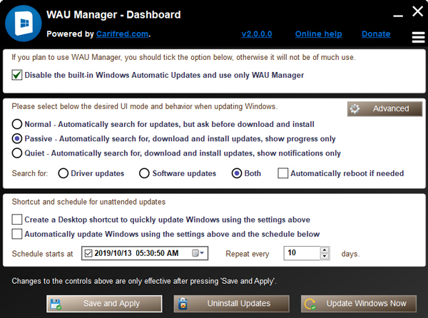 download WAU Manager (Windows Automatic Updates) 3.5.1.0