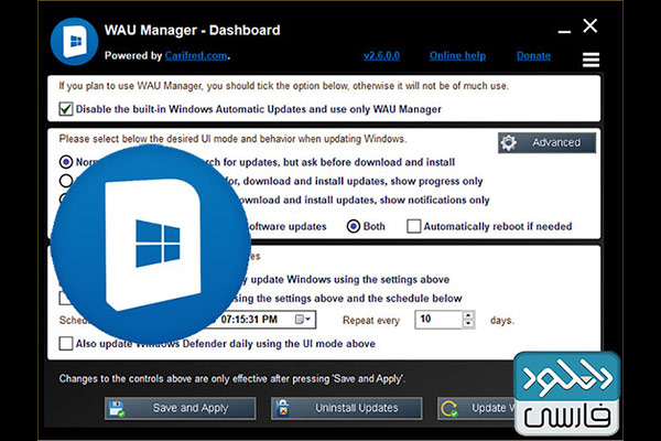 دانلود نرم افزار WAU Manager Windows Automatic Updates 3.6.1.0 مدیریت به‌روزرسانی‌های ویندوز برای کامپیوتر