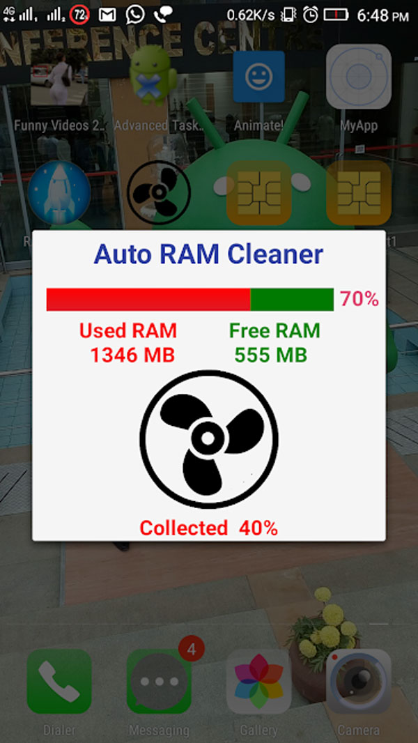 Установите бесплатное приложение fast ram cleaner чтобы очистить ваш android прямо