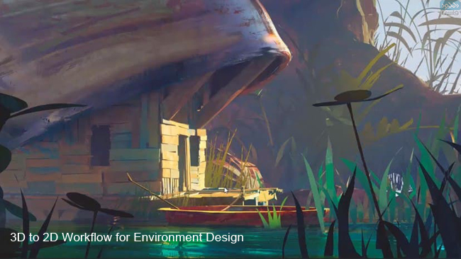 دانلود فیلم آموزشی Artstation – 3D to 2D Workflow for Environment Design