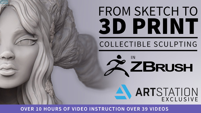 دانلود فیلم آموزشی Artstation – From Sketch to 3D Print Collectible Sculpting in ZBrush for 3D Printing