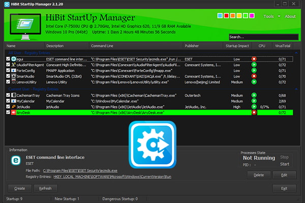 دانلود نرم افزار HiBit Startup Manager 2.6.10.100 مدیریت شروع خودکار